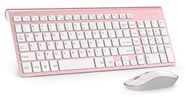 Alt view image 6 of 10 - Wireless Keyboard Mouse, J JOYACCES2.4G Compact and Ultra Slim Wireless Keyboard and Mouse for Windows, Computer, Desktop, PC, Laptop (Pink)