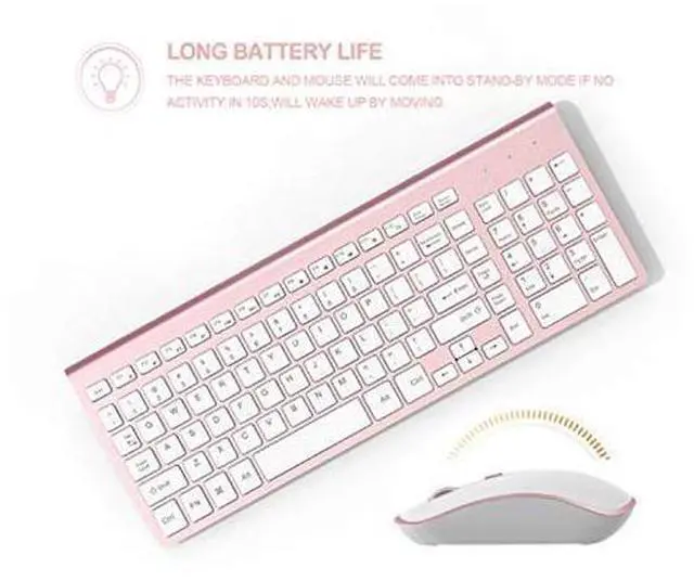Alt view image 10 of 10 - Wireless Keyboard Mouse, J JOYACCES2.4G Compact and Ultra Slim Wireless Keyboard and Mouse for Windows, Computer, Desktop, PC, Laptop (Pink)