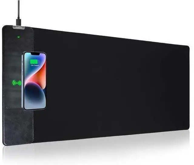 Alt view image 8 of 14 - Mouse Pad with Wireless Charger, Gaming Mouse Pad, 31.5"x15.7" Extra Large Mouse Pad XXL, Desk Pad, Wireless Charging Mouse Pad, Non-Slip Computer Keyboard Mouse Pad, Desk Mat for Gaming, Home, Office