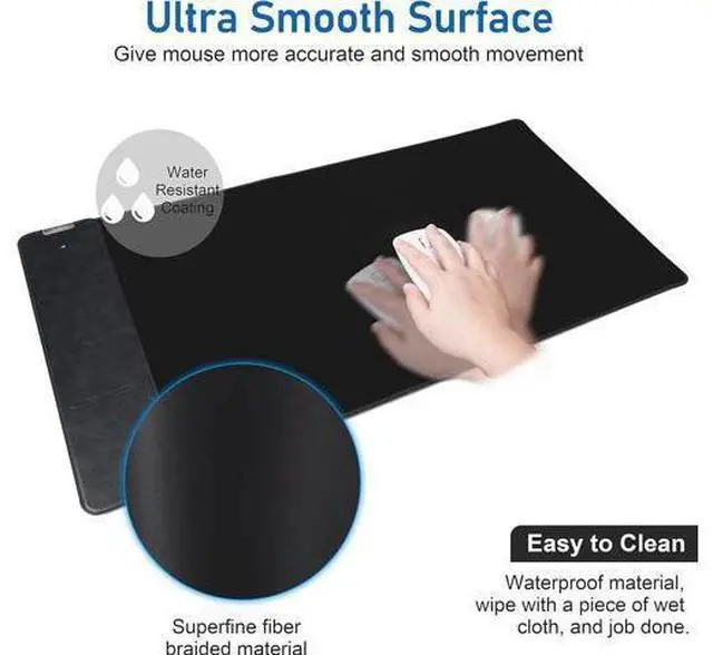 Alt view image 9 of 14 - Mouse Pad with Wireless Charger, Gaming Mouse Pad, 31.5"x15.7" Extra Large Mouse Pad XXL, Desk Pad, Wireless Charging Mouse Pad, Non-Slip Computer Keyboard Mouse Pad, Desk Mat for Gaming, Home, Office