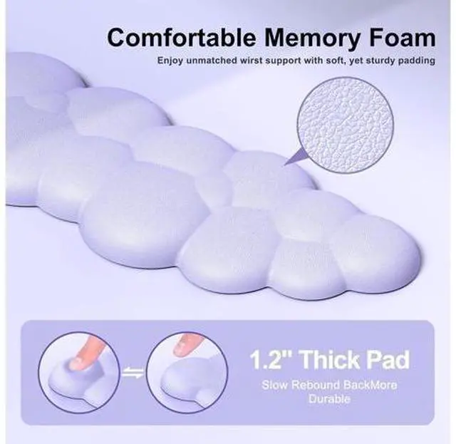 Alt view image 12 of 14 - Cloud Mouse Pad with Wrist Rest Cloud Keyboard Wrist Rest Mouse Pad Wrist Support Ergonomic Keyboard Mouse Wrist Support (Purple)