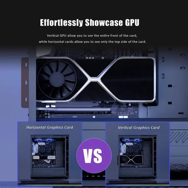 Alt view image 8 of 10 - GLOTRENDS 3-Slot GPU Support Bracket with 150mm PCIe 5.0 Riser Cable for GPU Vertical Mount, Compatible with RTX5090 RTX4090 RX9070 RX7900, PC Cases with Open PCI 7/8-slot Design