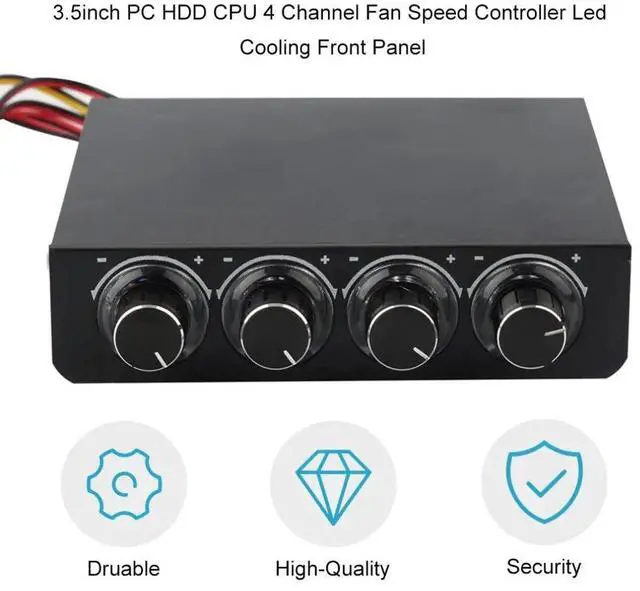 Alt view image 8 of 10 - 3.5inch Fan Speed Controller Led Cooling Front Panel PC HDD CPU 4 Channel 6V to 12V Computer Case Ball Bearing 2 Lines Plastic