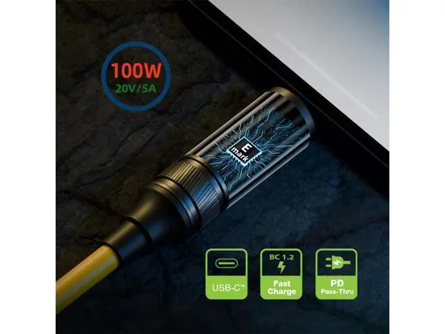 Alt view image 12 of 14 - Vszerda USB-C to USB C 100W 20Gbps Power & Data Cable with Smart LED Display 8K Type-C Male to Male for Laptop Disk Phone 200cm