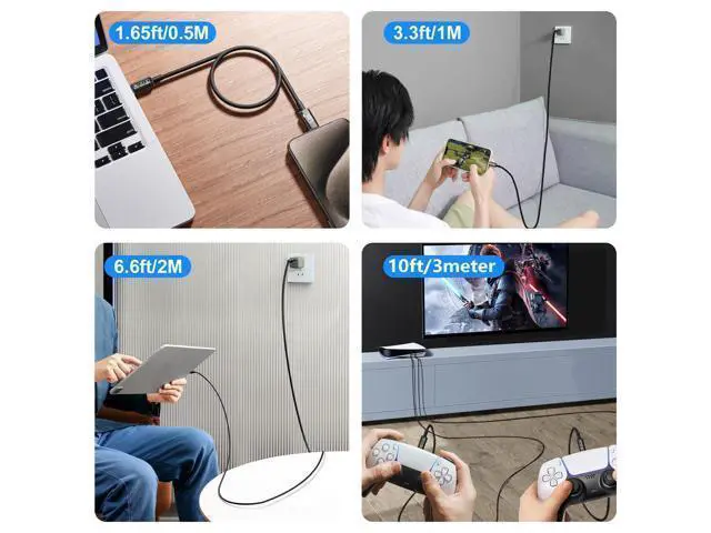 Alt view image 14 of 14 - Vszerda USB-C Cable - 4K Video & Power, 3.2 Gen 2, 20Gbps, 240W PD Fast Charging, 6.6FT Black