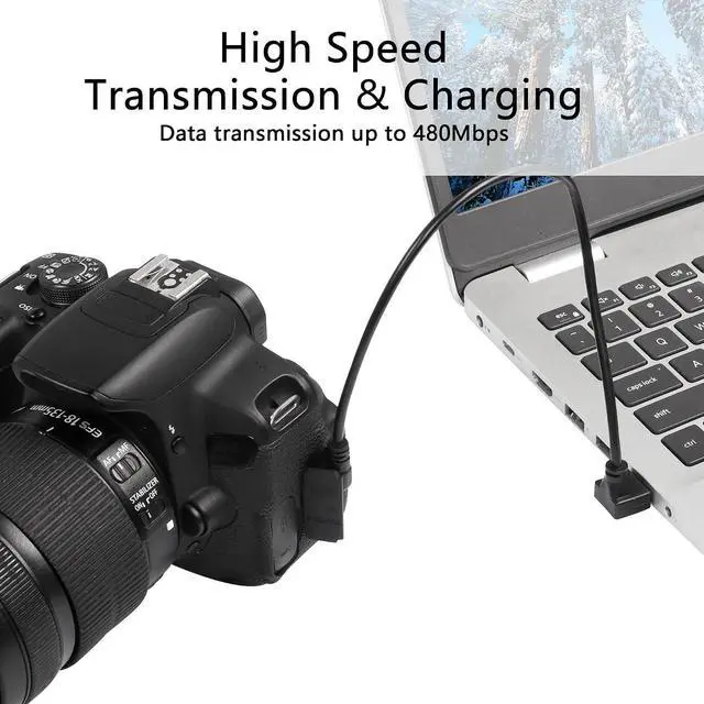 Alt view image 11 of 14 - 90 Degree Mini USB Short Cable, 1ft Up Angle USB 2.0 Type A to Left & Right Angle Mini B 5 Pin Charging Cable for Ti-84 Plus, GoPro, MP3 Player, Digital Camera, GPS Receiver, Dash Cam(RL)