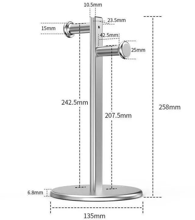 Alt view image 9 of 14 - Aluminum Alloy Headphone Bracket Dual Hanger Headphone Brace Universal Headset Support Game Earphone Stand Rack Headphone Accessories (Black)