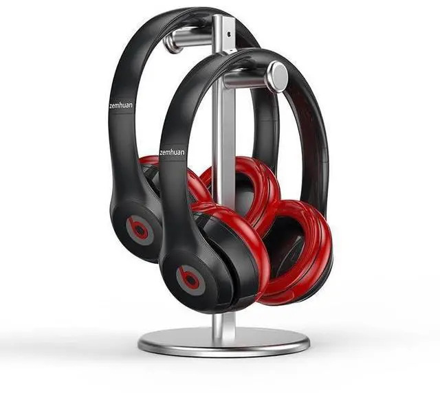 Alt view image 14 of 14 - Aluminum Alloy Headphone Bracket Dual Hanger Headphone Brace Universal Headset Support Game Earphone Stand Rack Headphone Accessories (Black)