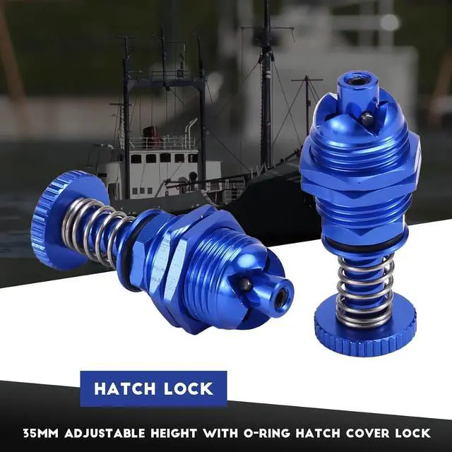 Alt view image 10 of 14 - 2Pcs 35mm Height Push Butto Hatch Cabin Spring Cover Lock for RC Boat Ship Body Shell Spare Parts Blue