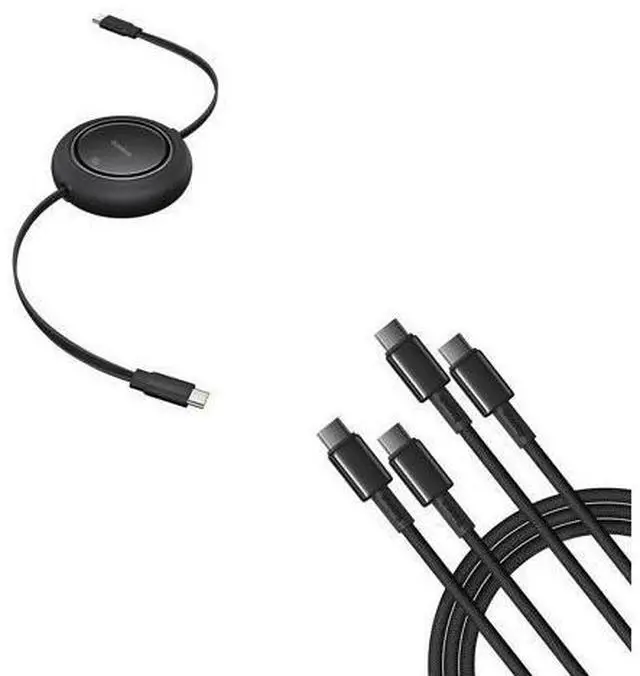 Alt view image 6 of 10 - Baseus USB C Cable, PD 100W 6.6ft Retractable USB C to USB C Fast Charging Cable USB C Cable, 2-Pack 3.3ft 100W 5A Fast Charging USB C to USB C Cable