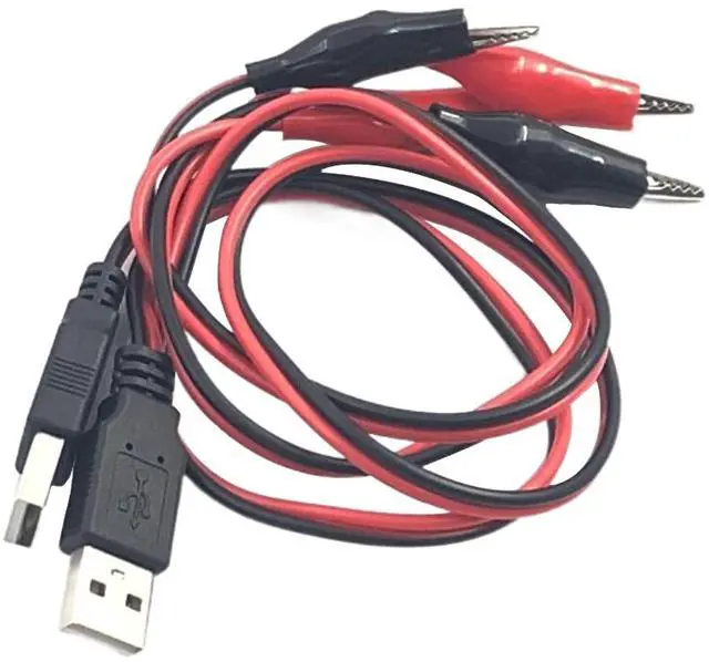 Alt view image 9 of 14 - Crocodile Clamps Test Wire 50cm/19.69inch Double Alligator Clips to USB Male Connector Cable Copper Test Lead for Testing Circuit