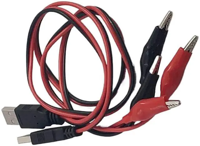 Alt view image 10 of 14 - Crocodile Clamps Test Wire 50cm/19.69inch Double Alligator Clips to USB Male Connector Cable Copper Test Lead for Testing Circuit