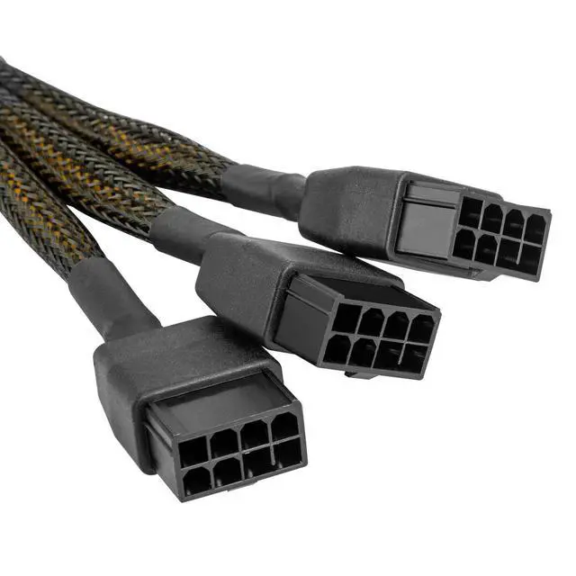 Alt view image 10 of 12 - 16Pin GPU Cable to 3X 8 Pin Pcie Extension - 16AWG PCIE 5.0 12VHPWR 600W 90 Degree Right Angle 16 Pin 12+4Pin Supply Adapter for RTX 4090 4080 3090TI 4070Ti Graphics Card (Type A)