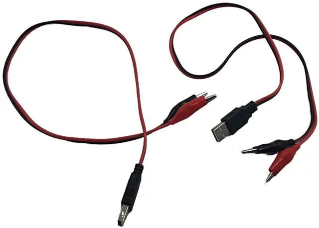 Alt view image 11 of 14 - Crocodile Clamps Test Wire 50cm/19.69inch Double Alligator Clips to USB Male Connector Cable Copper Test Lead for Testing Circuit