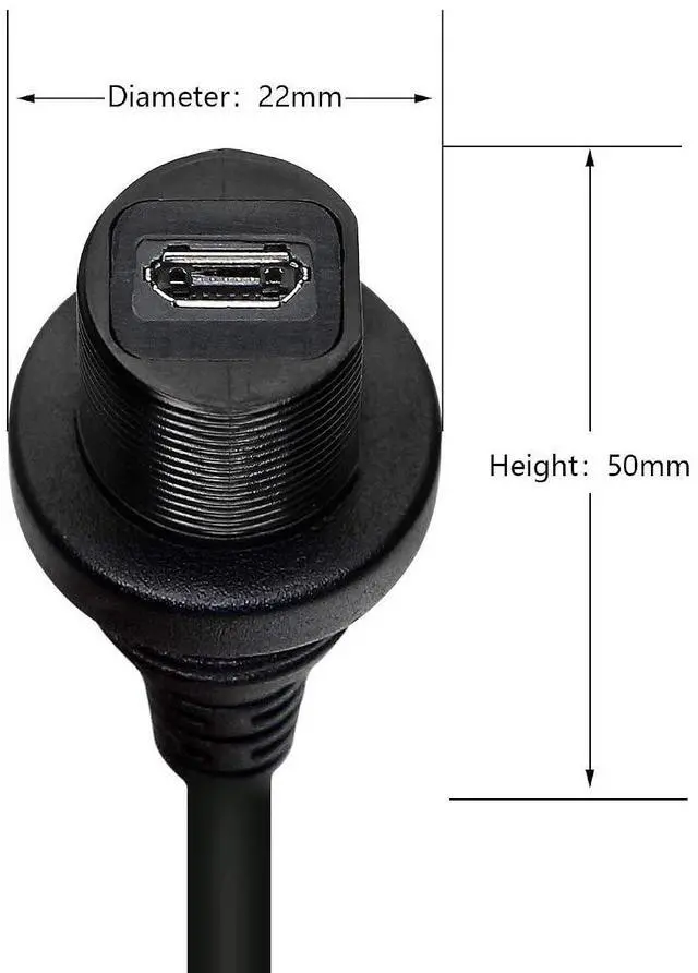Alt view image 10 of 14 - Micro USB Mount Extension Dash Flush Cable for Car, Boat, Motorcycle, Truck Dashboard (Micro USB) (1m)
