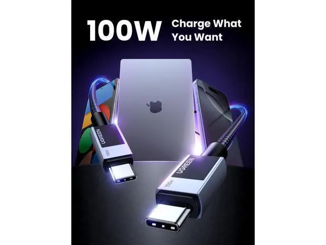 Alt view image 11 of 14 - UGREEN USB C to USB C Cable, 100W USB C Cable Fast Charging, Type C Cord USB C Charger Cable for iPhone 17/17 Pro/17 Pro Max/16, MacBook Pro/Air, Galaxy S25/S24, iPad Pro/Air, Pixel 9, 10FT