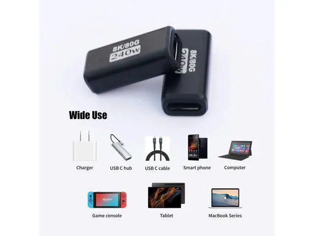 Alt view image 11 of 12 - Vszerda 3-Pack 240W USB C Coupler Thunderbolt 5, USB c Female to Female, Support 80Gbps,120Gbps Bandwidth, Dual 8K,16K,@60hz Video, for MacBook, Ipad, Thunderbolt 5/4/3,iPhone 17,USB4,Razer Blade.