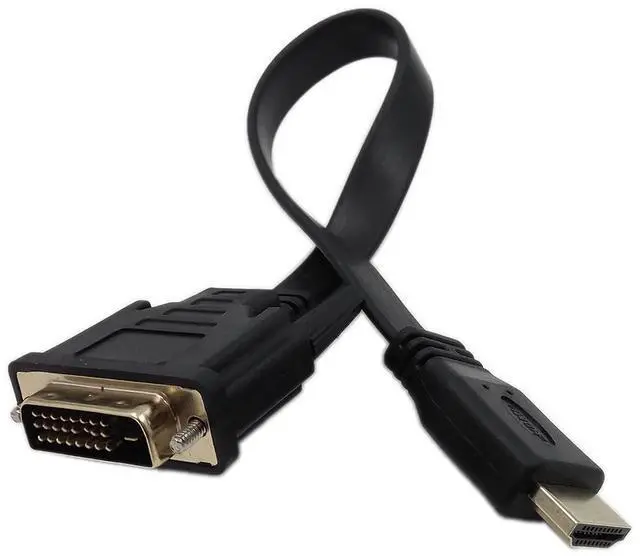 Alt view image 10 of 14 - 1FT Flat Slim High Speed Bi-Directional DVI (24+1) Male to HDMI Male Adapter Cable 30 cm(Including Two Ends)