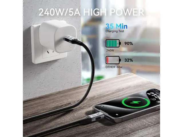Alt view image 11 of 14 - Vszerda 10ft USB-C to USB-C Cable, 20Gbps Data Transfer, 4K@60Hz Video, 240W Fast Charge, Compatible with Laptops, Tablets, Smartphones, and Computers