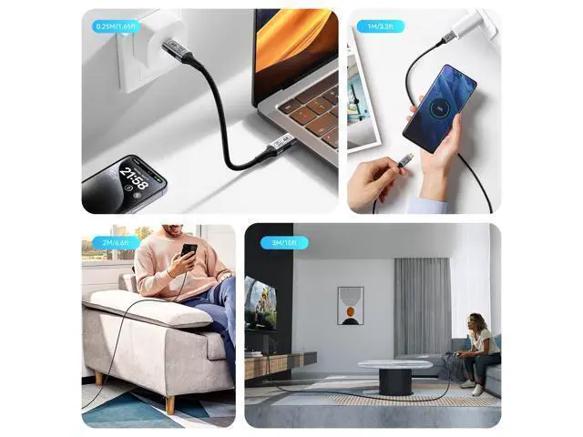 Alt view image 14 of 14 - Vszerda 10ft USB-C to USB-C Cable, 20Gbps Data Transfer, 4K@60Hz Video, 240W Fast Charge, Compatible with Laptops, Tablets, Smartphones, and Computers