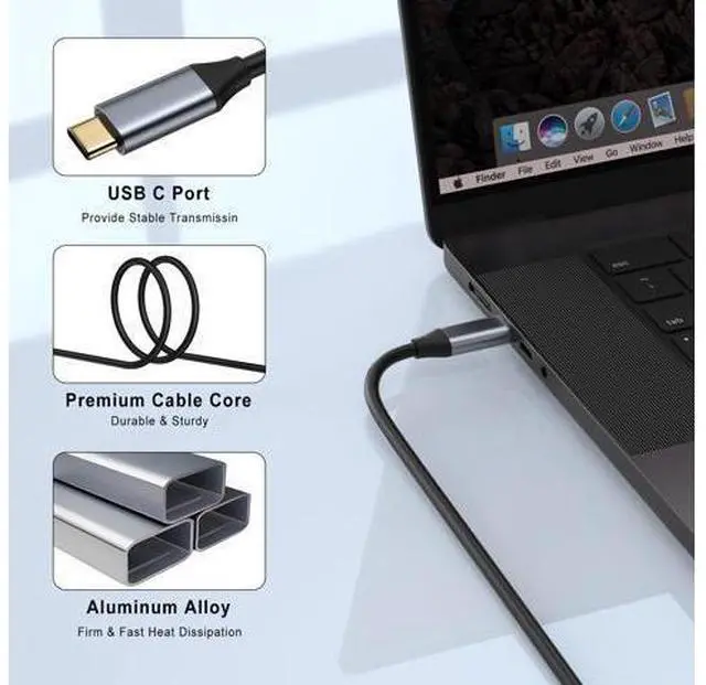 Alt view image 10 of 14 - Vszerda USB C to HDMI Cable 6.6FT 4K 60Hz, Gold-Plated High-Speed USB Type C to HDMI 2.0 Cord, Thunderbolt 3/4/5 Compatible for iPhone 16/15 Series, MacBook, iMac, iPad Pro, Galaxy S8 to S23, Surface