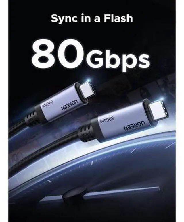 Alt view image 9 of 14 - UGREEN USB C to USB C Cable 240W USB4 Gen4 80Gbps Premium 17K Dual 8K Triple 4K Display PD3.1 Type C Fast Charging Compatible with USB C Monitors, MacBook, iPad, iPhone 17/16/15, 3.3FT