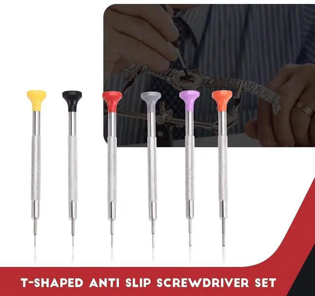 Alt view image 12 of 14 - 6Pcs T-Shaped Anti Slip Screwdrivers Set for 3135 2135 Movement Watch Repair Screwdriver Watch Repair Tool