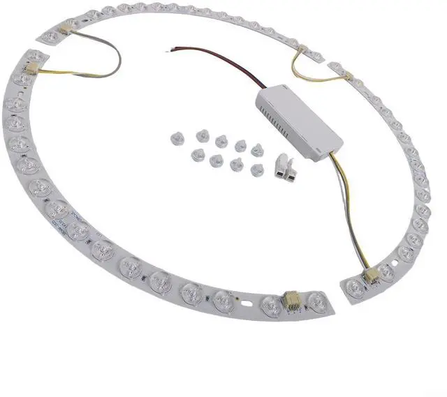Alt view image 9 of 14 - LED Strip for 38cm Ceiling Fan Light, 36W 3-Color Changing Magnetic Mount Curved Lens Ring Light Tube, Replacement Accessory(Light strip + driver)