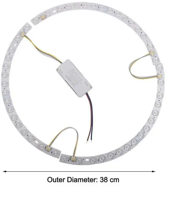 Alt view image 10 of 14 - LED Strip for 38cm Ceiling Fan Light, 36W 3-Color Changing Magnetic Mount Curved Lens Ring Light Tube, Replacement Accessory(Light strip + driver)