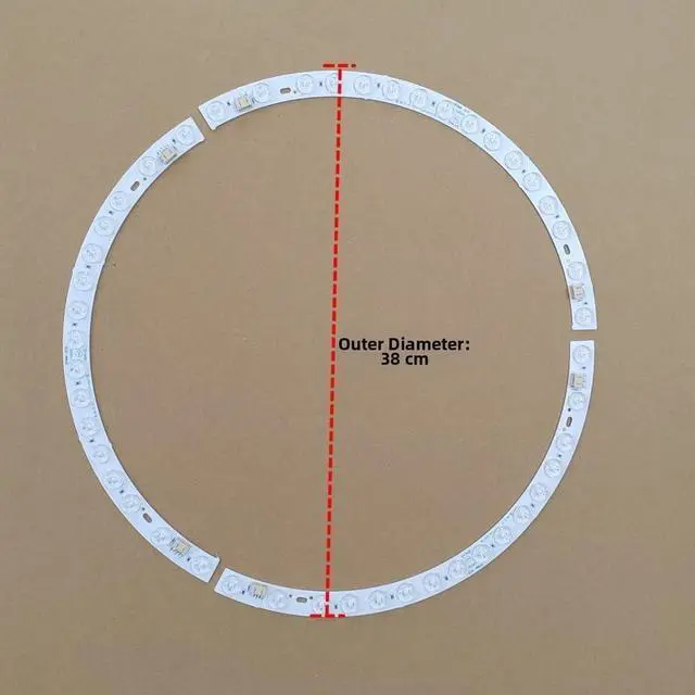 Alt view image 13 of 14 - LED Strip for 38cm Ceiling Fan Light, 36W 3-Color Changing Magnetic Mount Curved Lens Ring Light Tube, Replacement Accessory(Light strip + driver)