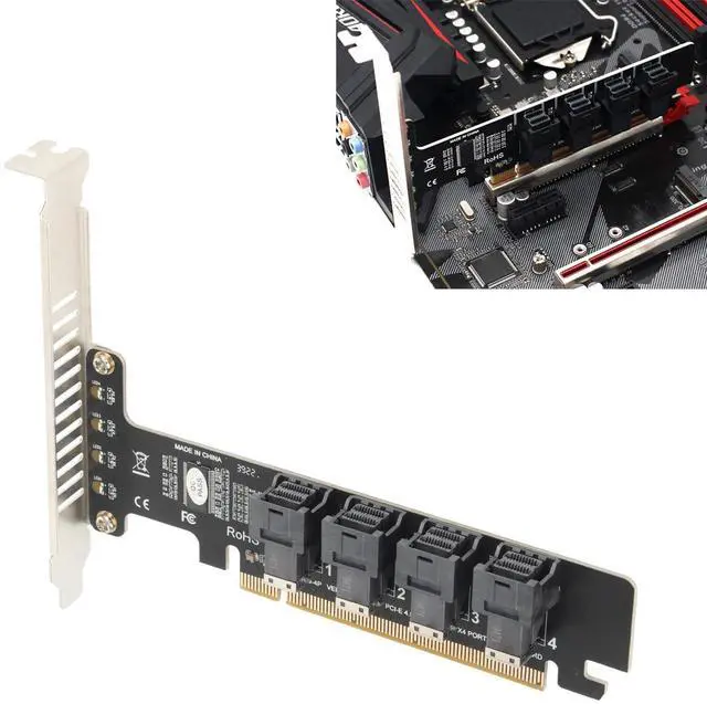 Alt view image 9 of 10 - PUSOKEI PCIE to U.2 Adapter Card, PCIE X16 to 4 Port U.2 NVME SFF-8643/8639 Expansion Card, PCIE 4.0 U.2 Split Card with LED indicator for