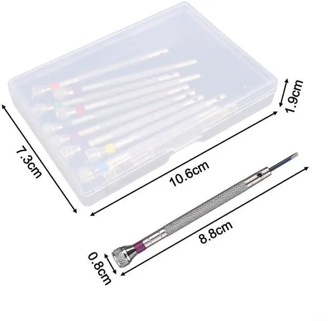 Alt view image 11 of 12 - Watchmaker Screwdriver Set, 10pcs Screwdriver Kit for Watch, Glasses, Jewelry Repair, 0.6-2.0mm, Stainless Steel