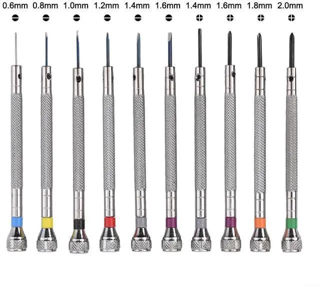 Alt view image 10 of 12 - Watchmaker Screwdriver Set, 10pcs Screwdriver Kit for Watch, Glasses, Jewelry Repair, 0.6-2.0mm, Stainless Steel