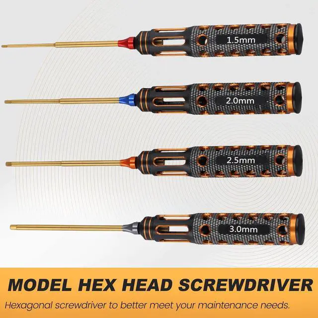 Alt view image 9 of 14 - 4pcs/Set Titanium Plating 1.5mm/2mm/2.5mm/3mm Hexagon Screwdriver Screw Driver Tool for Rc Model Car Boat Airplane
