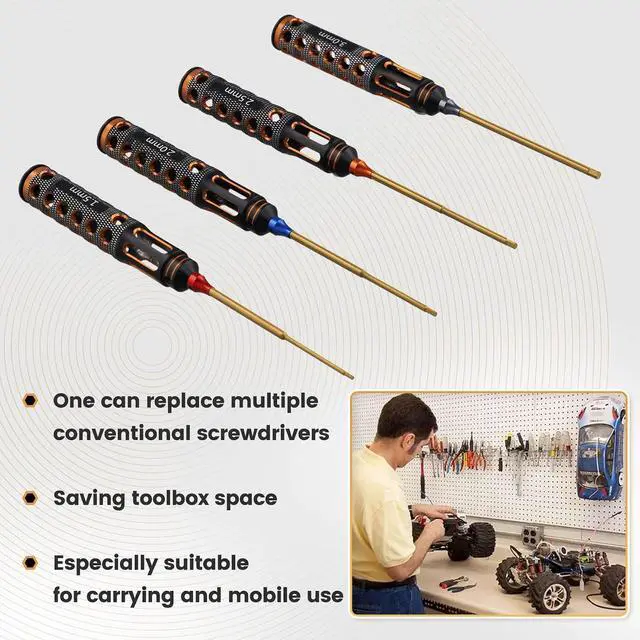 Alt view image 10 of 14 - 4pcs/Set Titanium Plating 1.5mm/2mm/2.5mm/3mm Hexagon Screwdriver Screw Driver Tool for Rc Model Car Boat Airplane