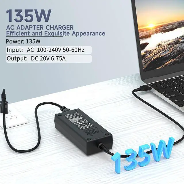 Alt view image 8 of 12 - 135W Laptop Charger Compatible with Lenovo ADL135NDC3A ADL135NLC3A ADL135NDC2A ADL135NLC2A ADL135SCC3A ADL135NCC3A 4X20E50558 4X20E50564 4X20E50569 45N0362 45N0361 AC Adapter Power Supply Cord