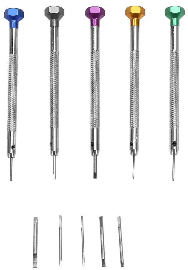 Alt view image 8 of 14 - 5Pcs/Set 0.8-1.6mm Steel Screwdriver for Watch Repairing Portable Watch Tools Band Removal with Pins Watchmaker Tools