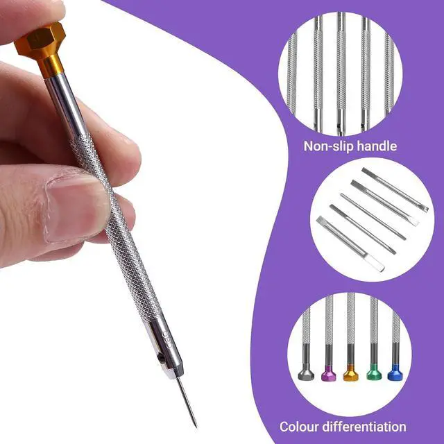 Alt view image 12 of 14 - 5Pcs/Set 0.8-1.6mm Steel Screwdriver for Watch Repairing Portable Watch Tools Band Removal with Pins Watchmaker Tools