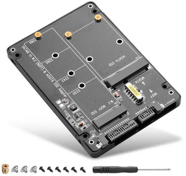 Alt view image 8 of 14 - M.2 NGFF SSD & MSATA SSD to 2.5"" SATA III Converter Adapter 2 in 1 B Key/B&M Key M.2 NGFF mSATA SSD Hard Drive to SATA3.0 Enclosure Adapter Not for M Key, black