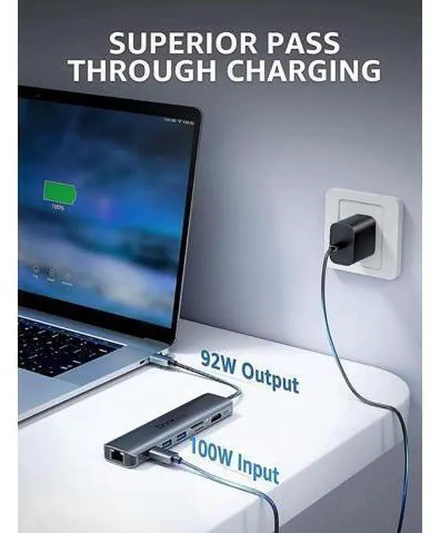 Alt view image 9 of 10 - USB C Hub Multiport Adapter, Dockteck 7-in-1 USB-C Hub with 4K 60Hz HDMI with Short USB C Cable 0.5 FT CableCreation USB A to USB C Cable