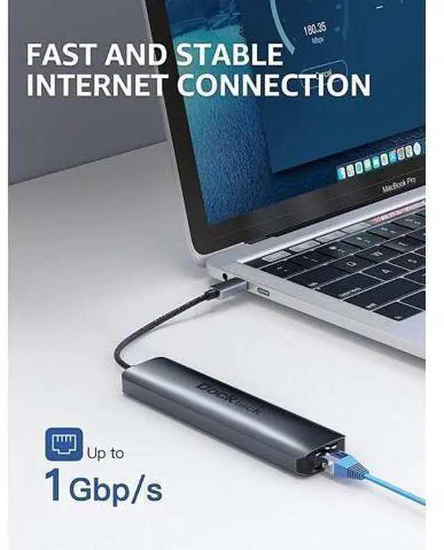 Alt view image 10 of 10 - USB C Hub Multiport Adapter, Dockteck 7-in-1 USB-C Hub with 4K 60Hz HDMI with Short USB C Cable 0.5 FT CableCreation USB A to USB C Cable