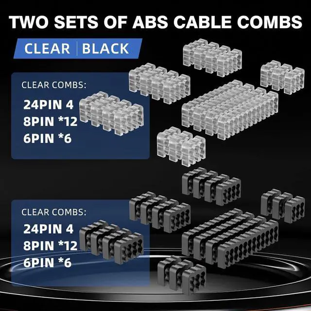 Alt view image 9 of 14 - 16AWG PSU Cable Extension Kit with Cable Combs,1x24pin ATX/1x8pin(4+4) EPS/2x8pin(6+2) PCIE Extension Cable,Cable Extension PC Sleeved Cables 30cm Length,Power Supply Extension Cable Kit(Green)