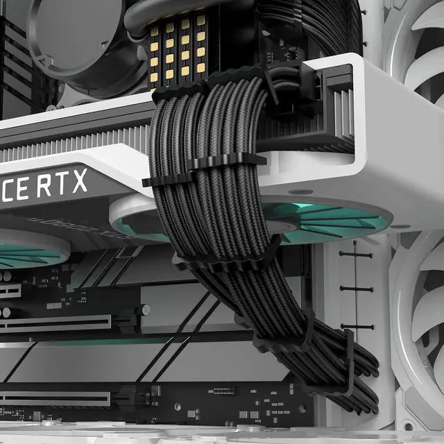 Alt view image 14 of 14 - 16AWG PSU Cable Extension Kit with Cable Combs,1x24pin ATX/1x8pin(4+4) EPS/2x8pin(6+2) PCIE Extension Cable,Cable Extension PC Sleeved Cables 30cm Length,Power Supply Extension Cable Kit(Green)