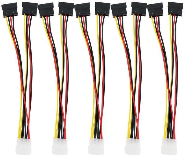 Alt view image 6 of 10 - 5pcs 4 Pin Molex To 2×15 Pin SATA Power Y-Cable Adapter For IDE 8 Inches