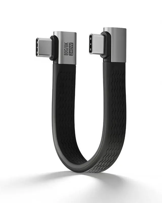 Alt view image 8 of 14 - USB C to USB C Short Cable 5 inch, 240W PD Fast Charging 80Gbps Data Transfer, Thunderbolt 5 USB 4.0 Cable with 90 Degree Right Angle, 8K@60Hz Video Display Type C Cord