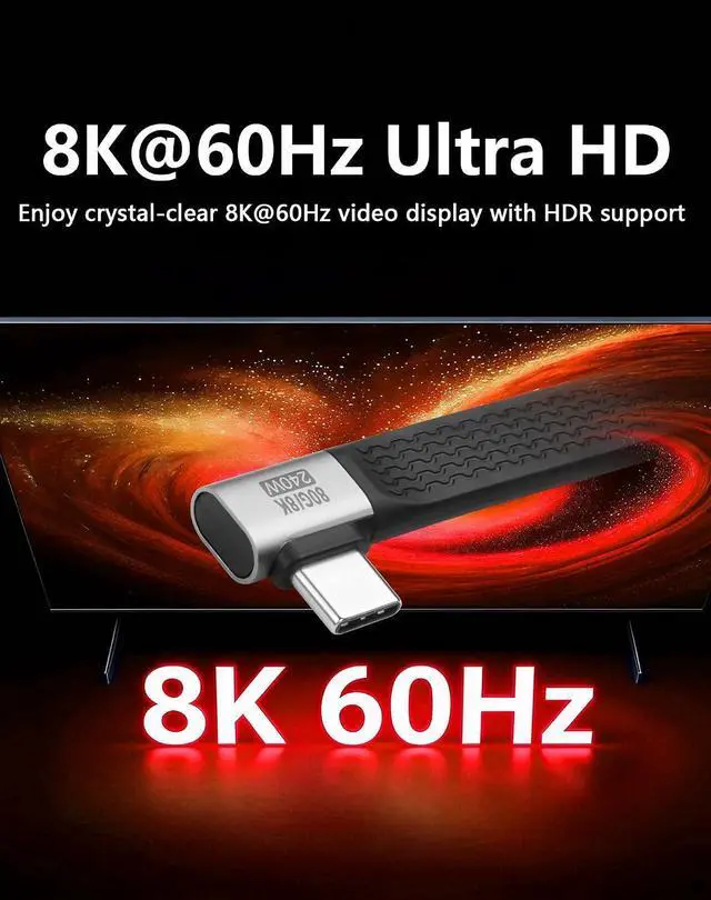 Alt view image 11 of 14 - USB C to USB C Short Cable 5 inch, 240W PD Fast Charging 80Gbps Data Transfer, Thunderbolt 5 USB 4.0 Cable with 90 Degree Right Angle, 8K@60Hz Video Display Type C Cord