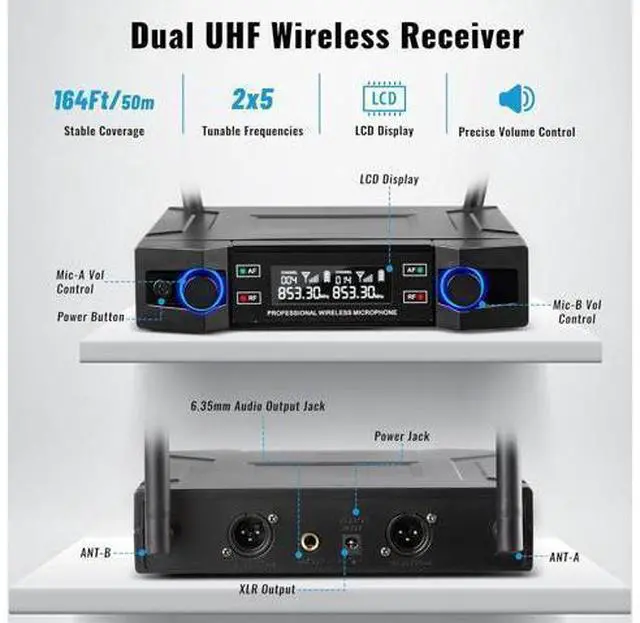 Alt view image 9 of 14 - Wireless Microphone for Handheld Wireless Mic System Professional Cordless Microphone for Singing Meeting Church Wedding Party