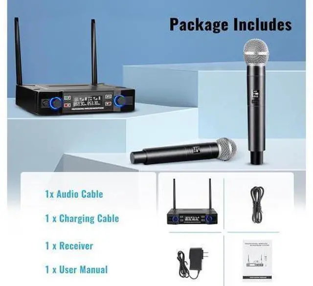 Alt view image 13 of 14 - Wireless Microphone for Handheld Wireless Mic System Professional Cordless Microphone for Singing Meeting Church Wedding Party