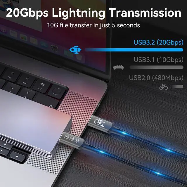 Alt view image 12 of 14 - CABLEDECONN Long USB4 Thunderbolt 4 Extension Cable 5M 16.5ft 8K USB C M/M 240W Fast Charging 40Gbps Data Transfer 7680 * 4320 8K@60Hz 4K@144Hz Video Compatible with Different USB-C Devices