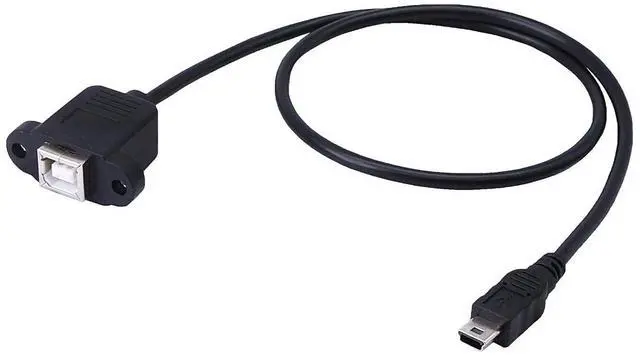 Alt view image 8 of 12 - 50cm Mini USB 5pin Male to USB Type B 2.0 Female Extension Panel Mount Data and Charge Cable with Screws Holes